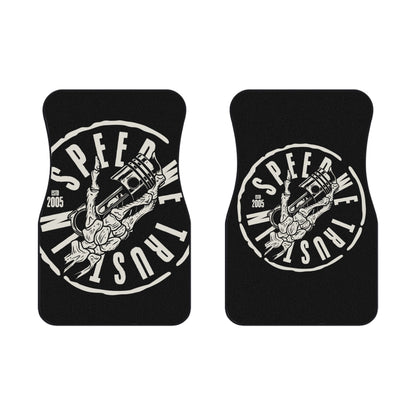 "IN SPEED WE TRUST" Auto-Fußmatten (2x vorne)