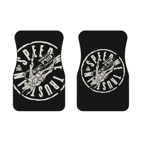 "IN SPEED WE TRUST" Auto-Fußmatten (2x vorne)