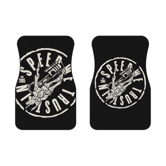 "IN SPEED WE TRUST" Auto-Fußmatten (2x vorne)