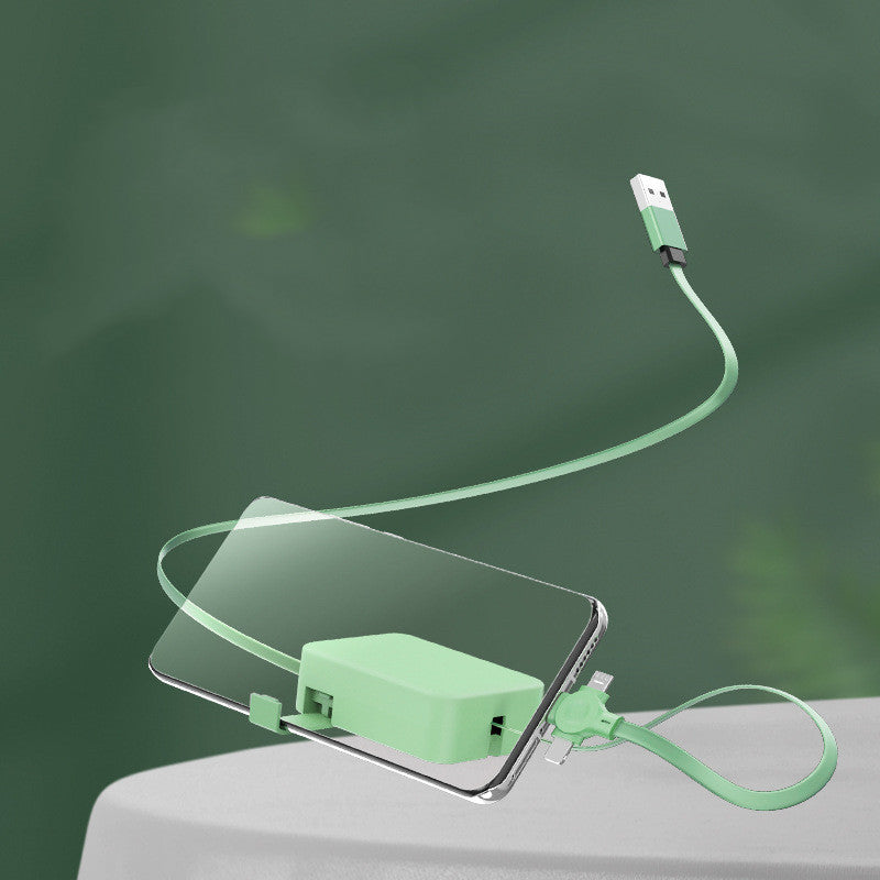 4 In 1 Retractable USB Type C/Micro & iPhone USB Charging Cable With Phone Holder Stand