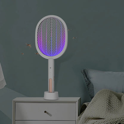 Raqueta repelente de mosquitos eléctrica inteligente, recargable por USB, 2 en 1, matamoscas, matamoscas