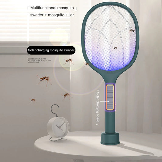 Raqueta repelente de mosquitos eléctrica inteligente, recargable por USB, 2 en 1, matamoscas, matamoscas