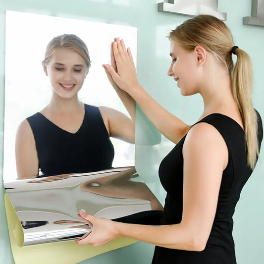 Adhesivo de pared con espejo irrompible y autoadhesivo para baño y decoración del hogar