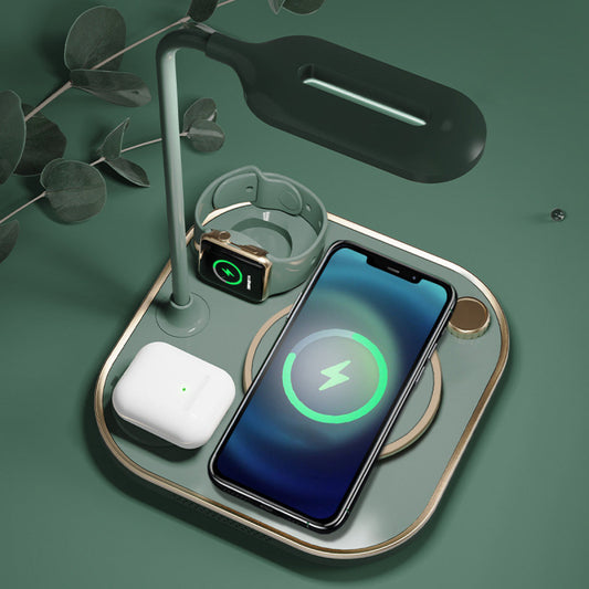 Cargador magnético inalámbrico tres en uno Lámpara de escritorio de carga rápida de 15 W Adecuado para teléfono móvil Reloj Auriculares