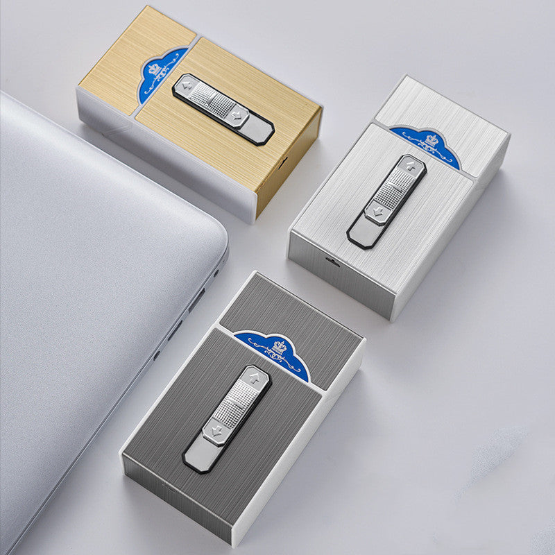Estuche para cigarrillos con encendedor, capacidad para 20 unidades, carga USB