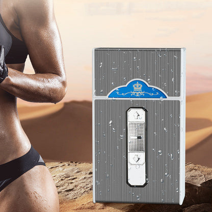 Estuche para cigarrillos con encendedor, capacidad para 20 unidades, carga USB