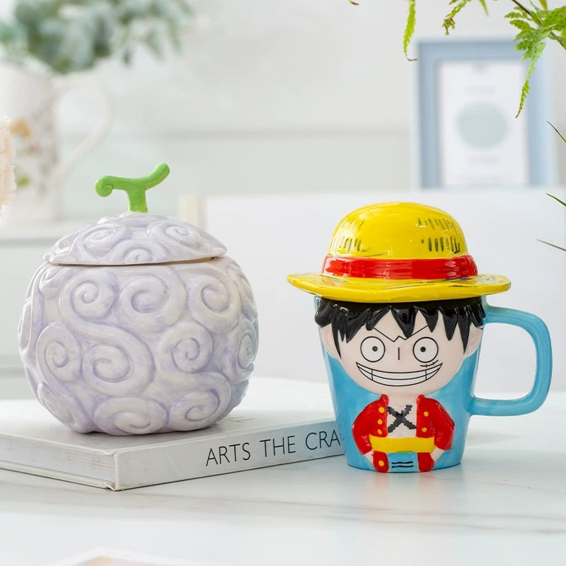 Luffy - themed Ceramic Cup & Rubber Devil Fruit - shaped Ashtray