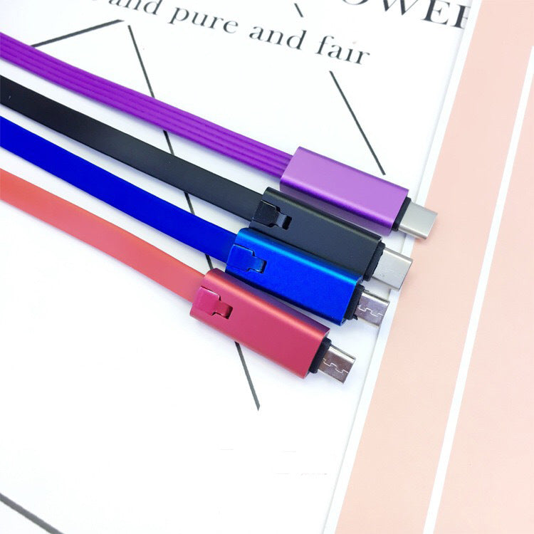 Cable de carga USB reconectable para teléfonos Micro, Type-C y I, línea de datos renovable