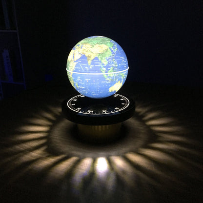 Globo de levitación magnética luminoso con base de reloj, globo de luz giratorio flotante terrestre