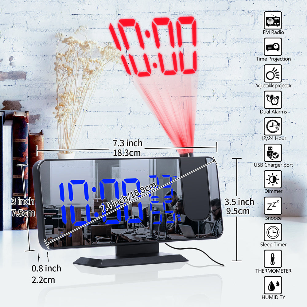 Reloj despertador con proyección de radio multifuncional
