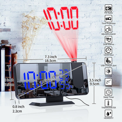 Reloj despertador con proyección de radio multifuncional