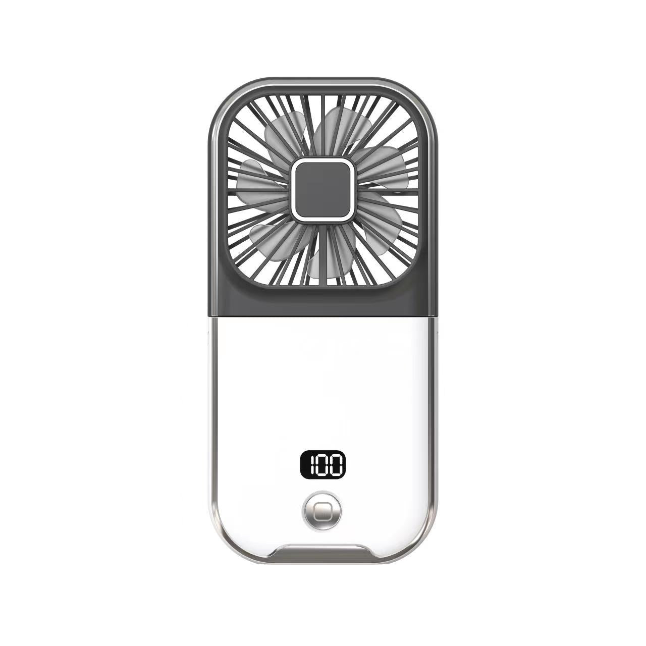 Tragbarer 3-in-1-Nackenventilator: Ventilator, Powerbank, Telefonständer