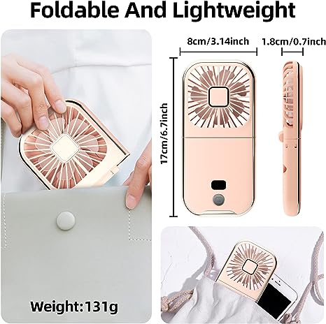 Tragbarer 3-in-1-Nackenventilator: Ventilator, Powerbank, Telefonständer