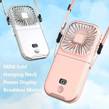 Tragbarer 3-in-1-Nackenventilator: Ventilator, Powerbank, Telefonständer