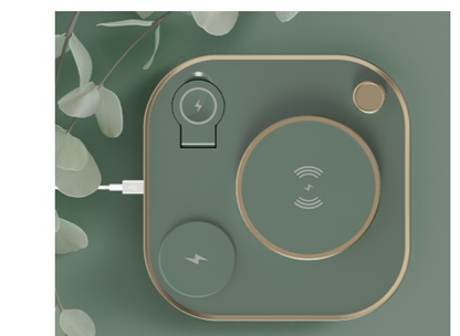 Cargador magnético inalámbrico tres en uno Lámpara de escritorio de carga rápida de 15 W Adecuado para teléfono móvil Reloj Auriculares