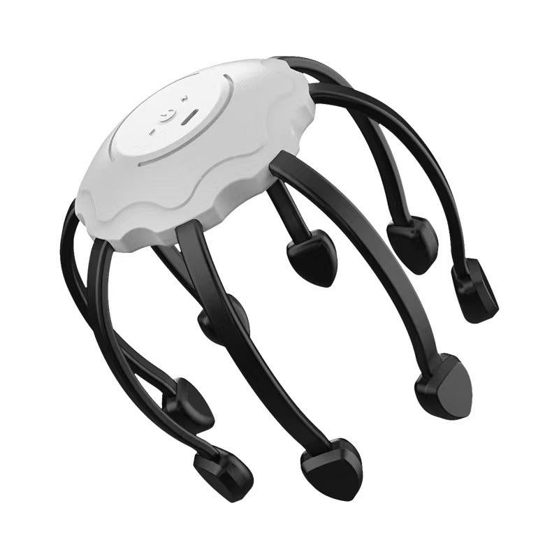 Masajeador de cabeza eléctrico inteligente con forma de pulpo, vibración de matriz de puntos multicontacto, alivio del estrés