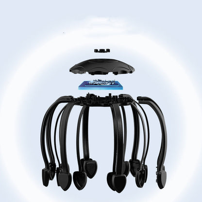 Masajeador de cabeza eléctrico inteligente con forma de pulpo, vibración de matriz de puntos multicontacto, alivio del estrés