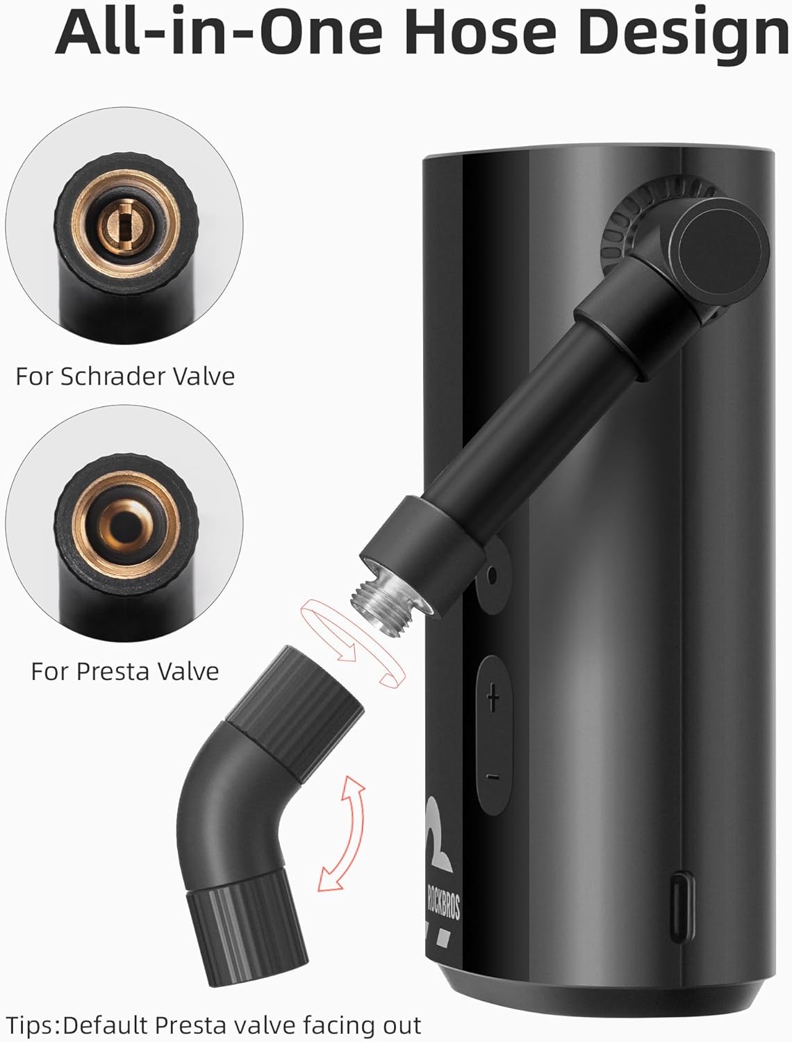 ROCKBROS 150PSI Minipumpe, schnelles Aufpumpen, automatische Abschaltung, digitales Manometer 