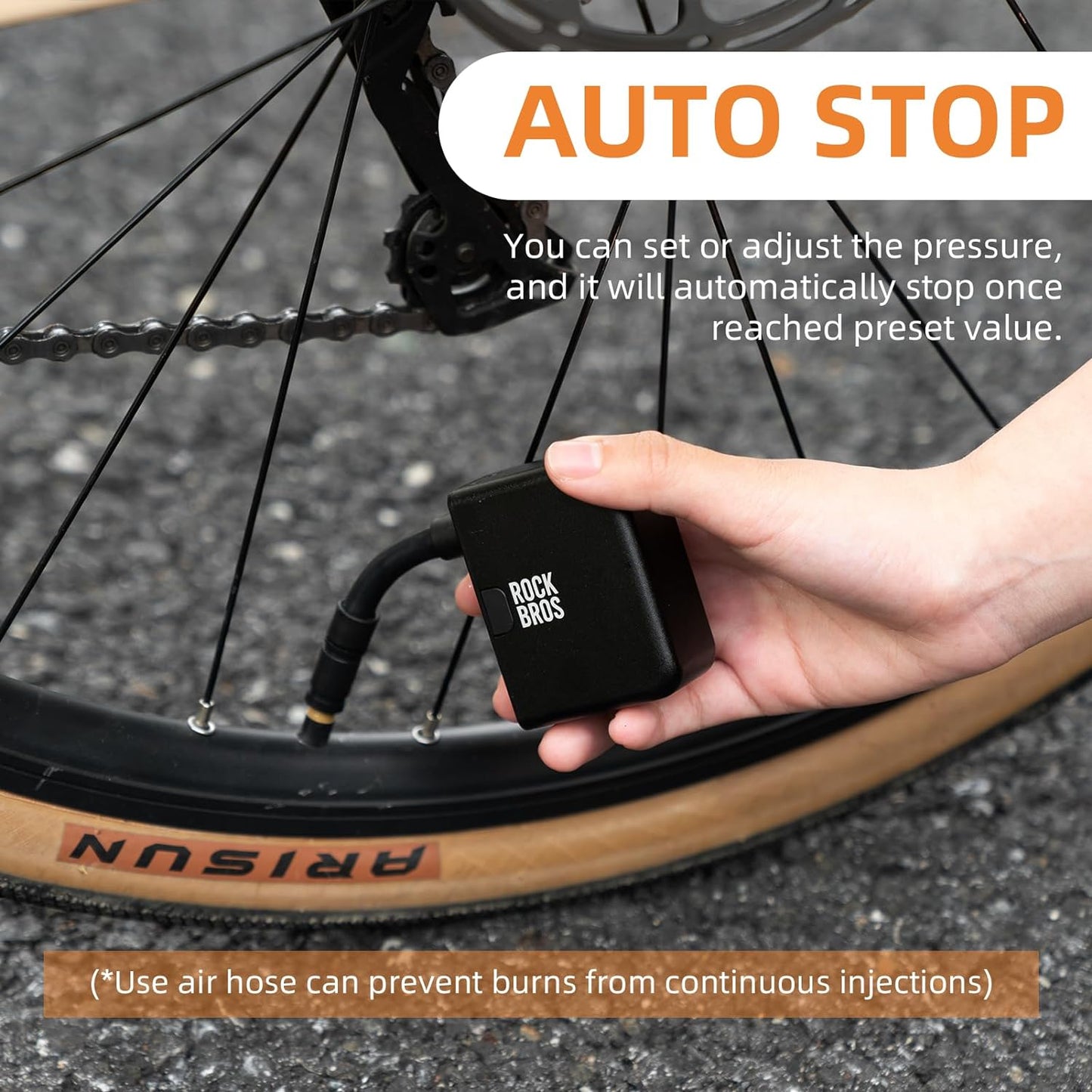 ROCKBROS AS1 Pro Mini-Elektroluftpumpe 120 PSI Erweiterte Akkulaufzeit 