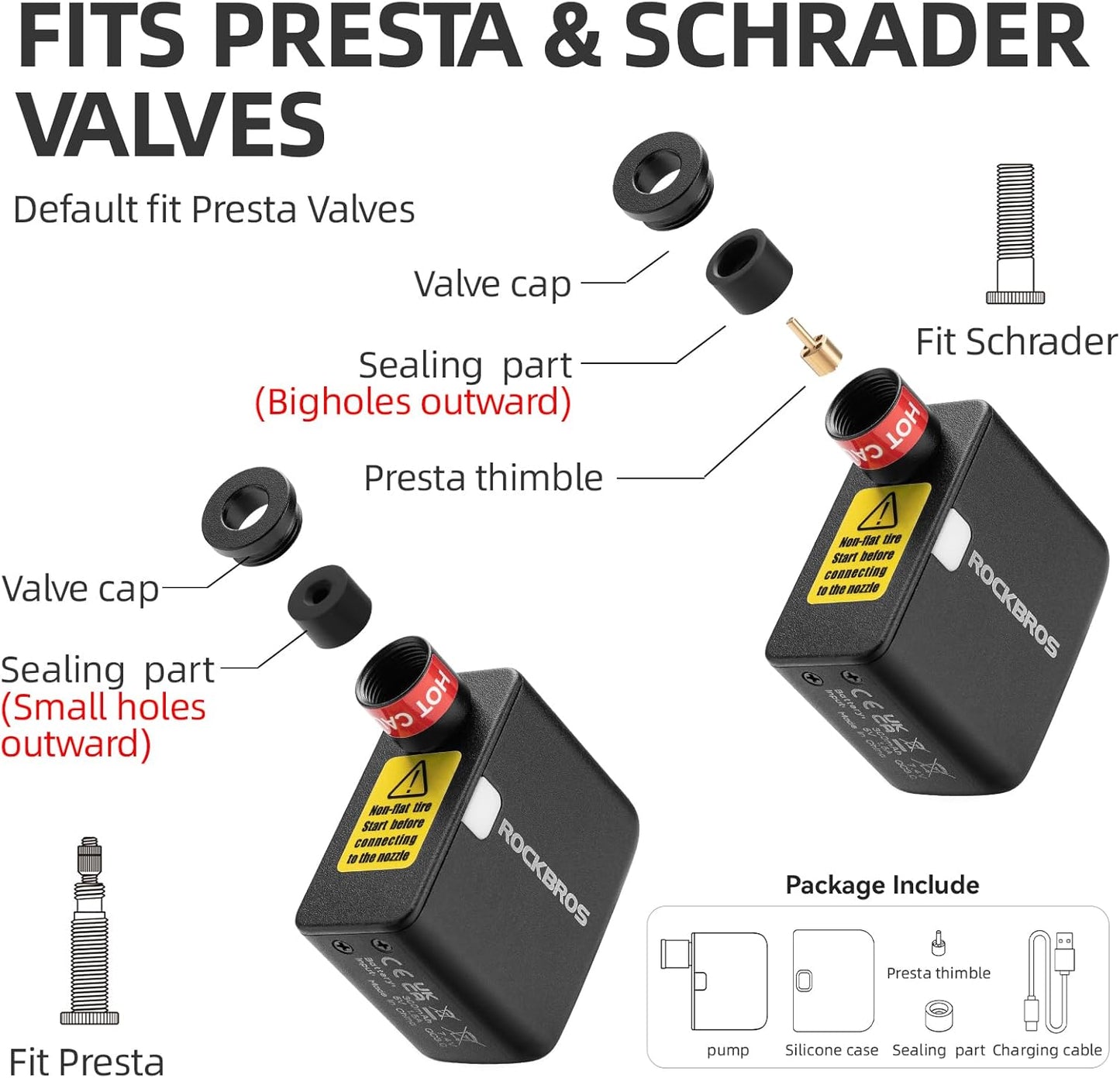 ROCKBROS AS1 Mini Elektrische Reifenpumpe 100PSI Tragbare Schnellladung 