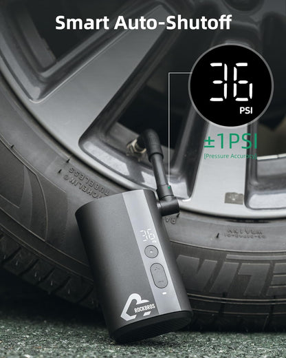ROCKBROS 150PSI Minipumpe, schnelles Aufpumpen, automatische Abschaltung, digitales Manometer 
