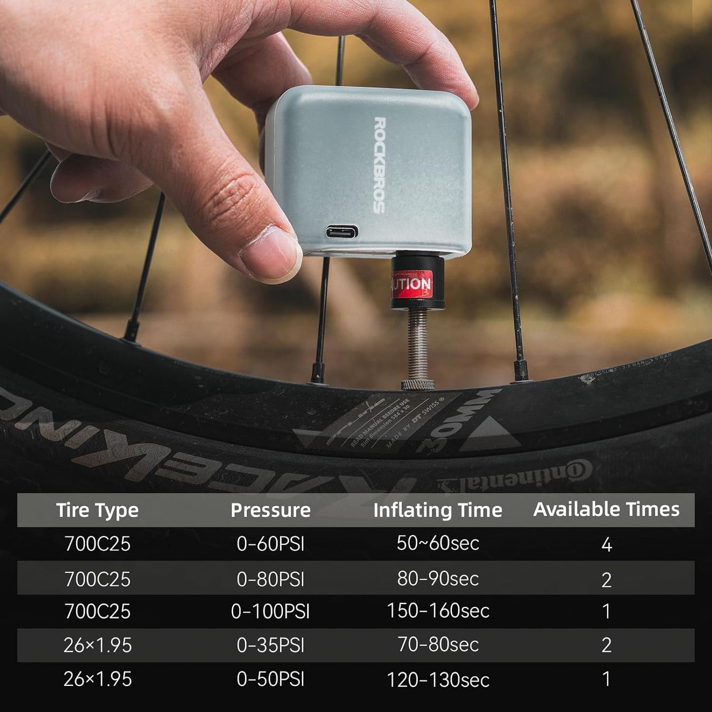 ROCKBROS AS1 Mini Elektrische Reifenpumpe 100PSI Tragbare Schnellladung 
