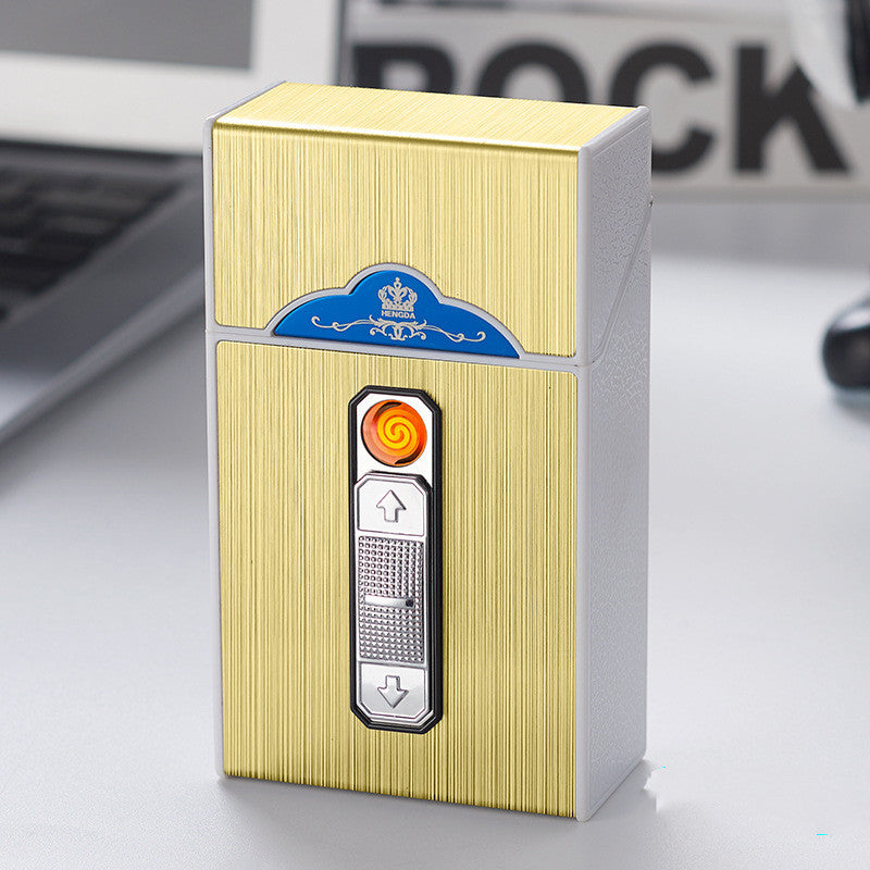 Estuche para cigarrillos con encendedor, capacidad para 20 unidades, carga USB