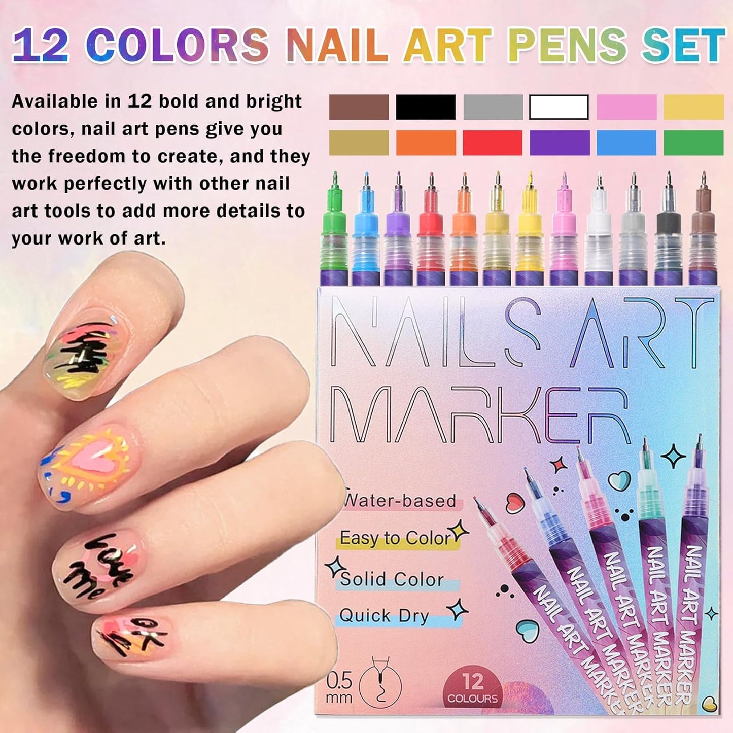 Nail Art Pens Set Fine Tips