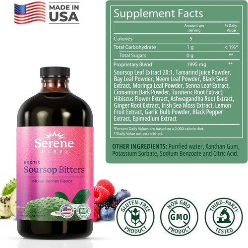 🌿 Serene Herbs Vitality 15™ Soursop Bitters – Premium 15-in-1 Kräuterformel