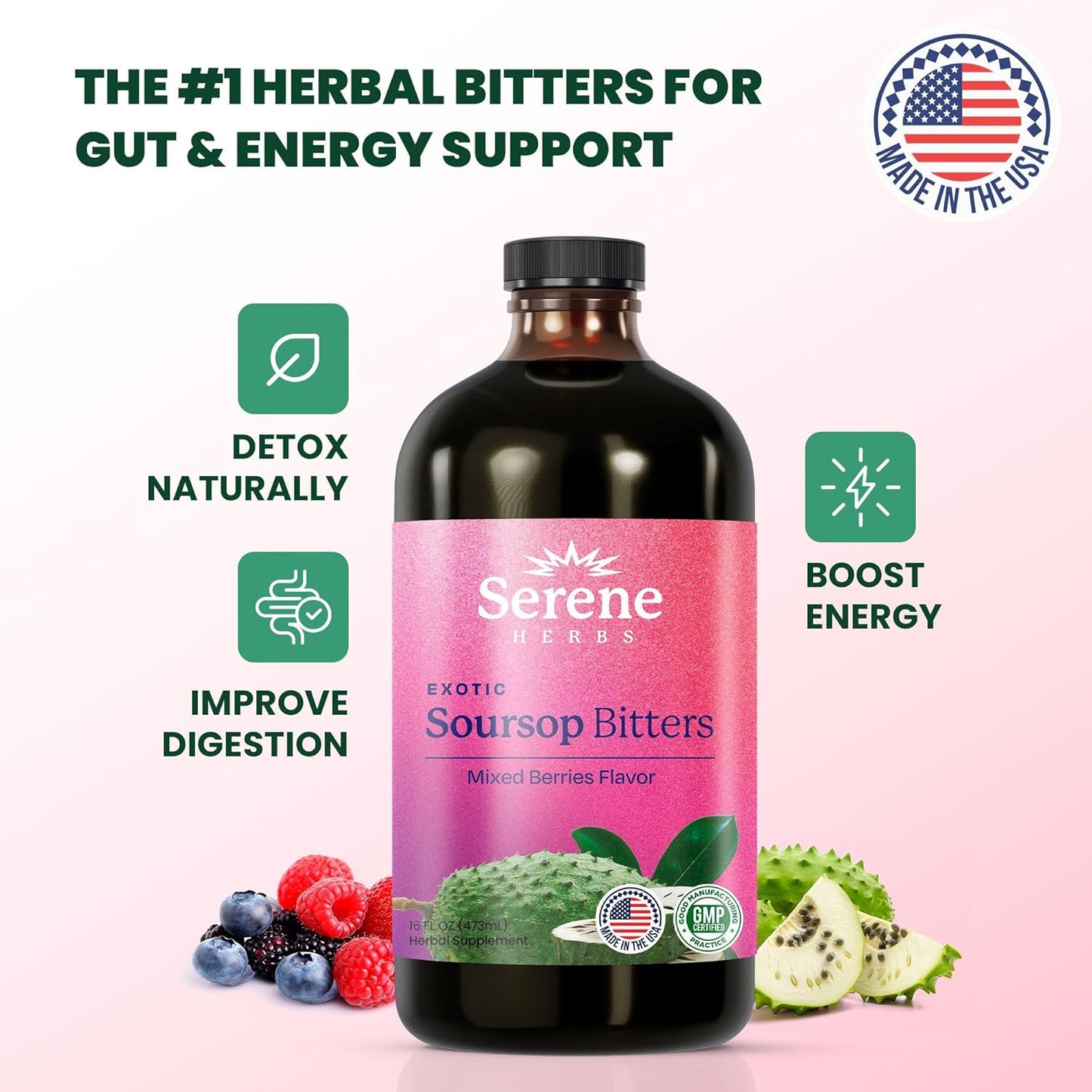 🌿 Serene Herbs Vitality 15™ Soursop Bitters – Premium 15-in-1 Kräuterformel