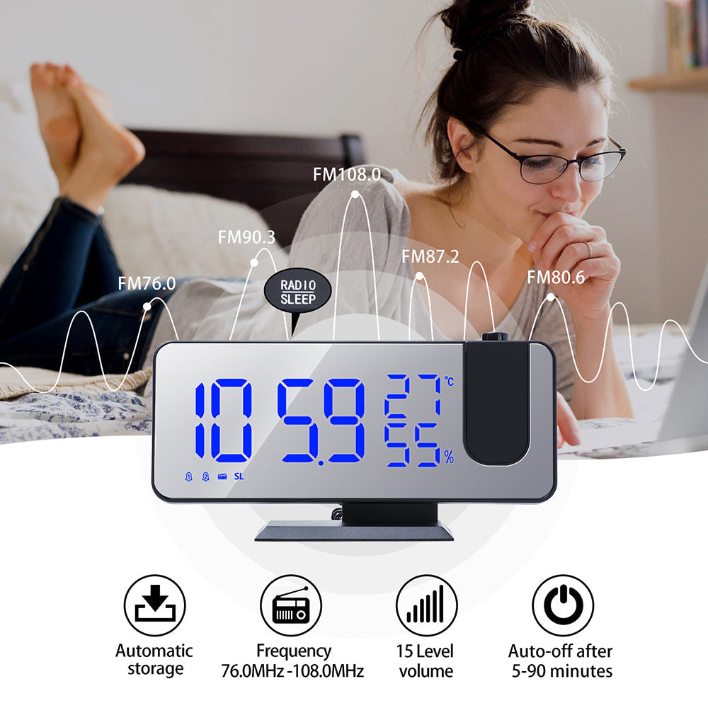 Reloj despertador con proyección de radio multifuncional