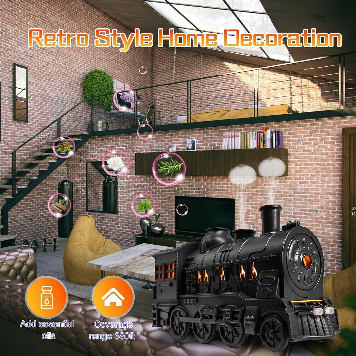 🚂Diffusor-Luftbefeuchter mit ätherischen Ölen im Retro-Zug-Stil