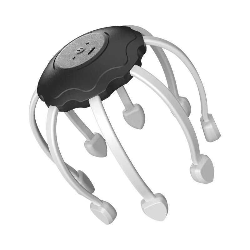 Masajeador de cabeza eléctrico inteligente con forma de pulpo, vibración de matriz de puntos multicontacto, alivio del estrés