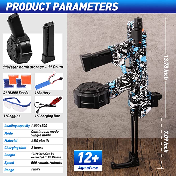 Flux Raider Mp17 Gel Blaster with Drum