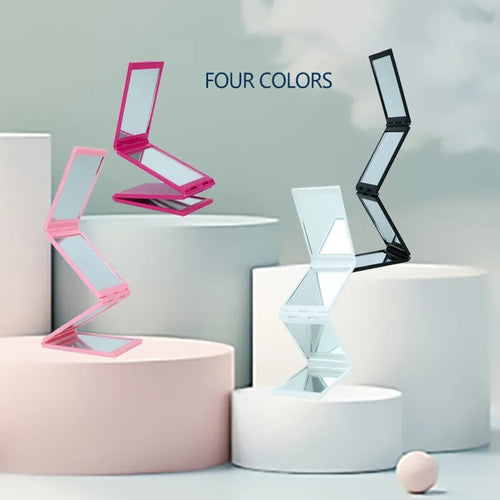 Um 360° faltbarer 4-Panel-Schminkspiegel für Haarstyling und -pflege