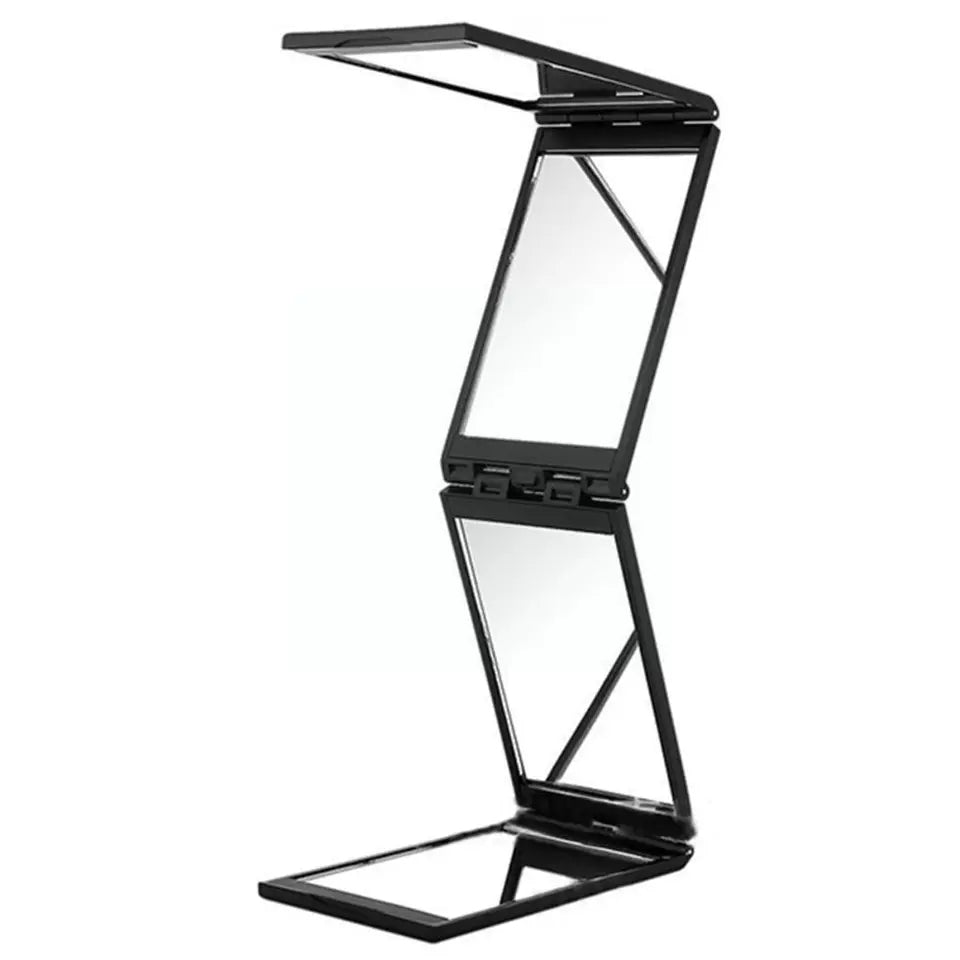 Um 360° faltbarer 4-Panel-Schminkspiegel für Haar-Styling und Pflege