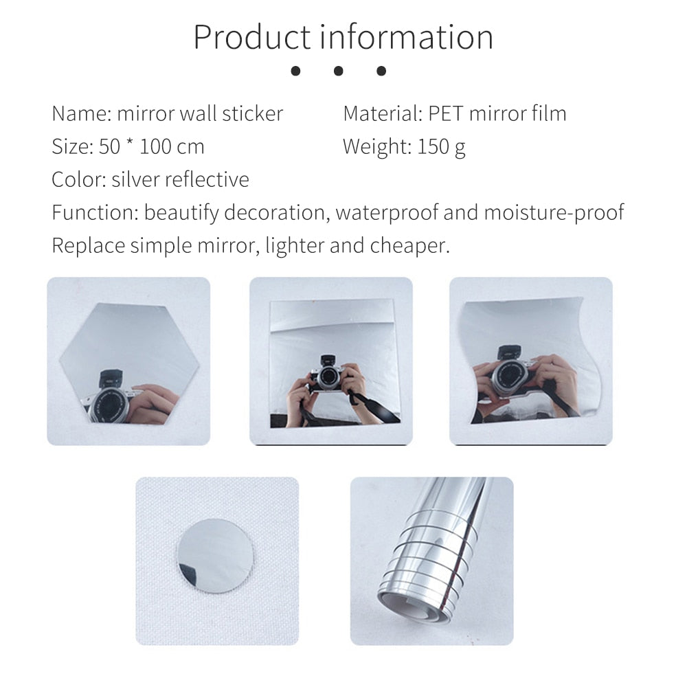 Adhesivo de pared con espejo irrompible y autoadhesivo para baño y decoración del hogar