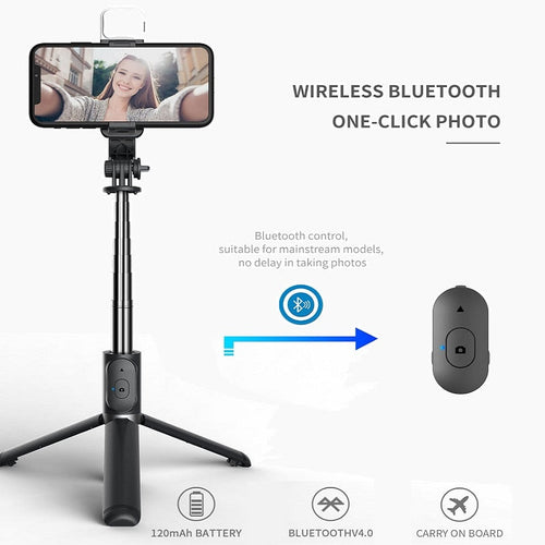 Drahtloser Bluetooth-kompatibler Selfie-Stick Faltbares Mini-Stativ 