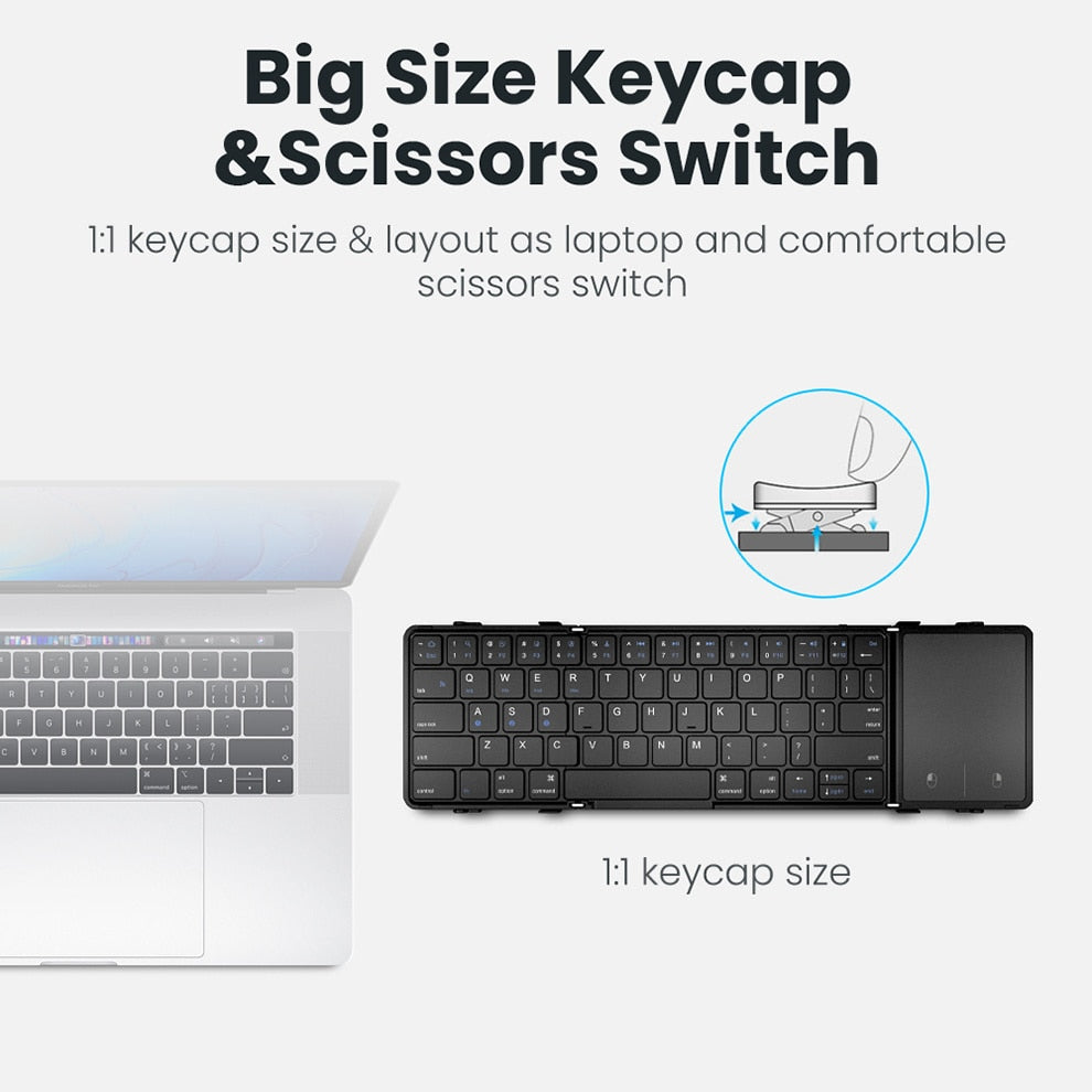 Dreifach faltbare kabellose Tastatur