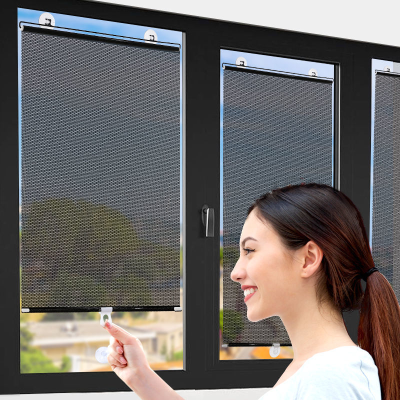 Estores enrollables universales con ventosa y cortina opaca para parasol 