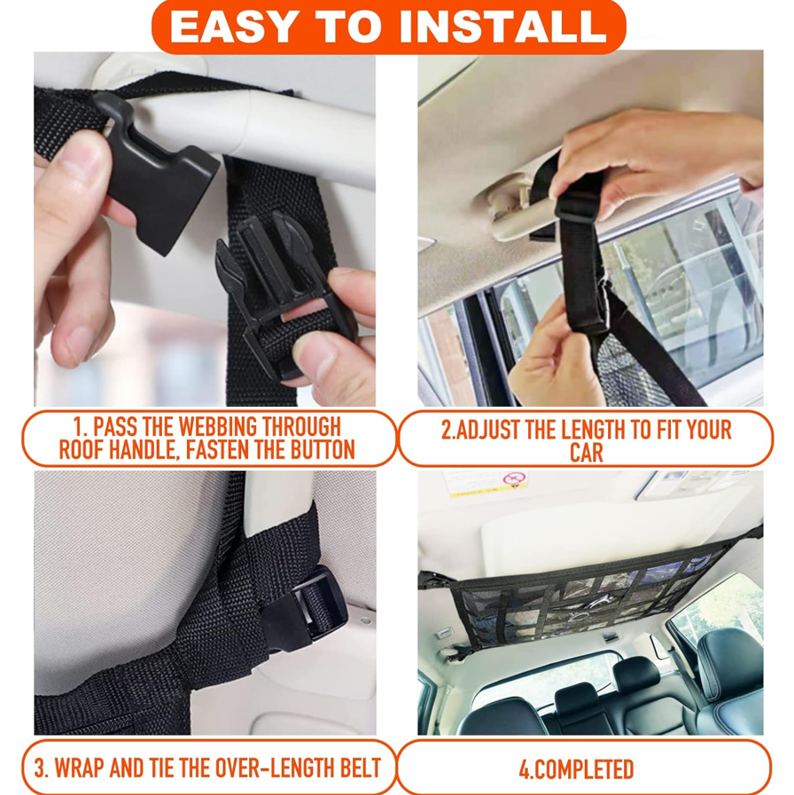 Adjustable Car Ceiling Cargo Net