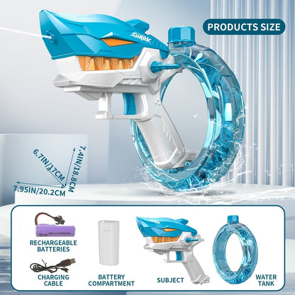 Pistola de agua eléctrica Shark Juguete para niños Pistola de agua automática de verano de gran capacidad