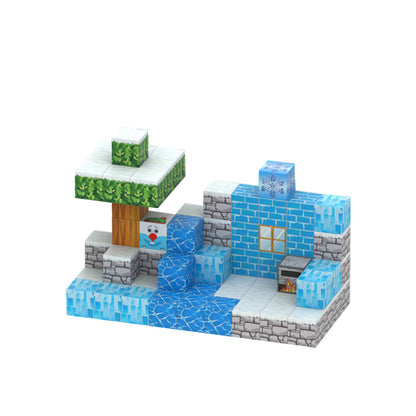 75-teiliges Schneehütten-Modellset, magnetische Bausteine, Bauspielzeug – T074