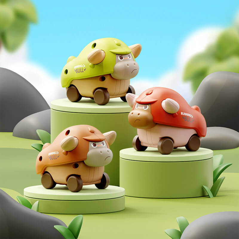 Cartoon Pädagogisches Spielzeug Auto Drücken-und-Gehen Kleine Kuh 
