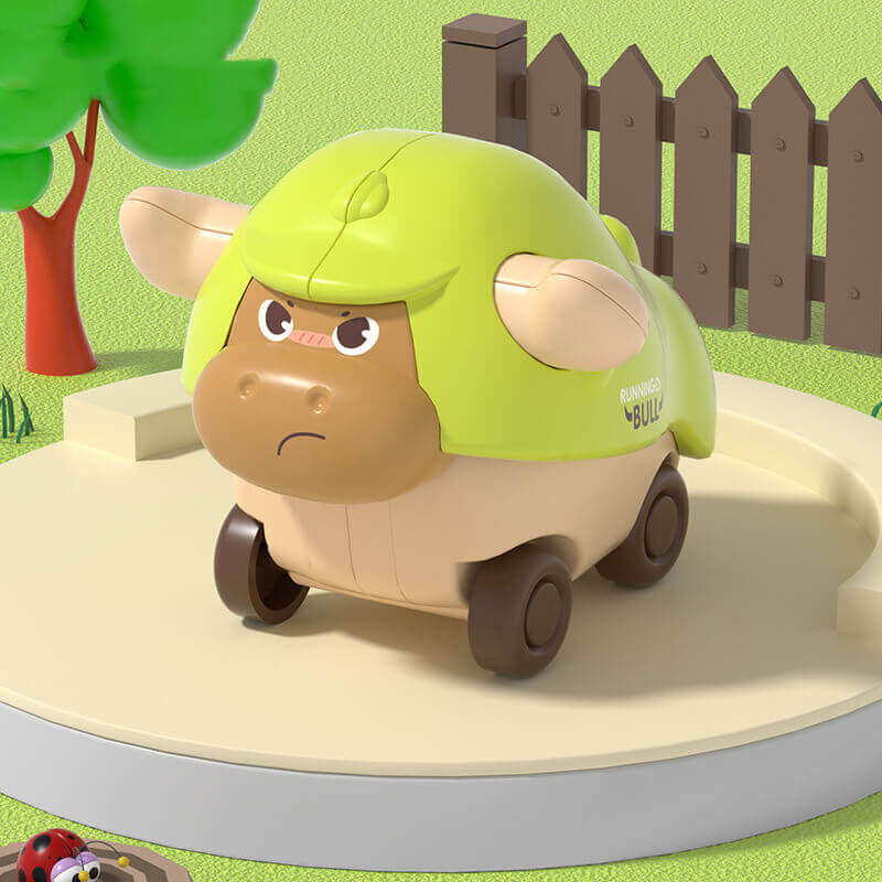 Cartoon Pädagogisches Spielzeug Auto Drücken-und-Gehen Kleine Kuh 