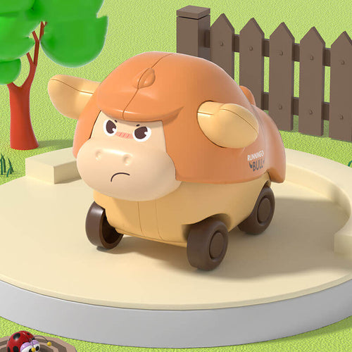 Cartoon Pädagogisches Spielzeug Auto Drücken-und-Gehen Kleine Kuh 