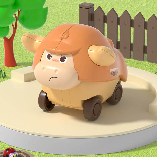 Cartoon Pädagogisches Spielzeug Auto Drücken-und-Gehen Kleine Kuh 