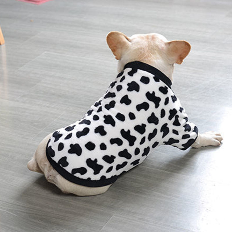 Suéter estilo pijama con estampado de vaca para mascotas pequeñas