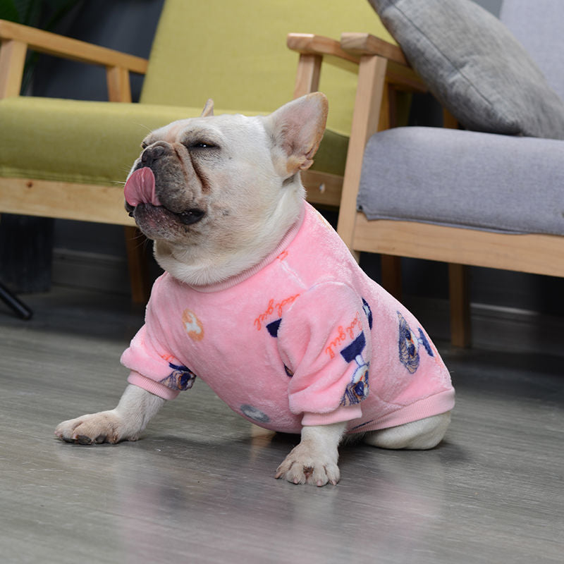 Suéter estilo pijama con estampado de vaca para mascotas pequeñas