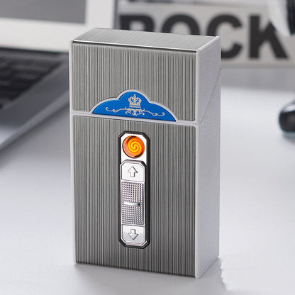 Estuche para cigarrillos con encendedor, capacidad para 20 unidades, carga USB